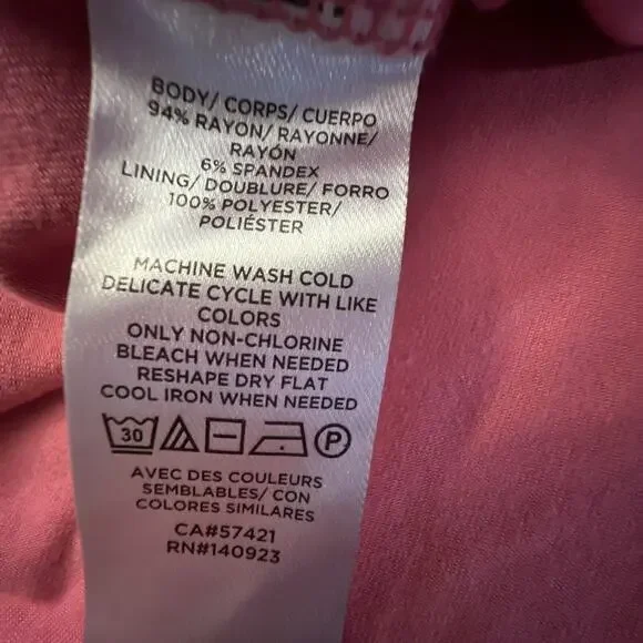 Women’s LOFT Coral Knit Dress Front Twist Size Medium Fit & Flare Knee Length - Picture 5 of 9